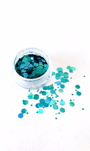 Glitter Aqua Mix azul para uñas
