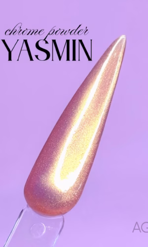 Chrome Powder Yasmin de Ayala Glitter, con acabado metálico y luminoso para decorar uñas con estilo.